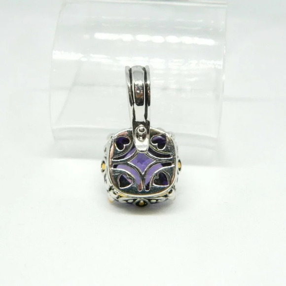 Purple Faceted Glass Large Rhinestone Dual Tone - Picture 4 of 4